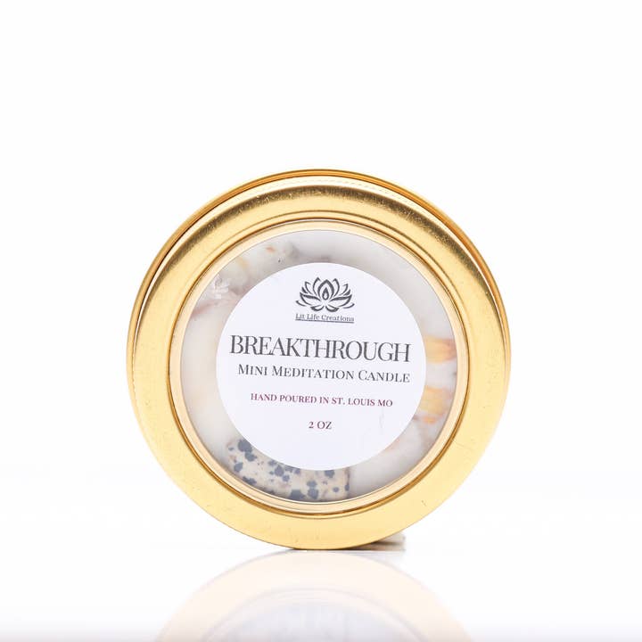 Breakthrough Meditation Mini 2oz Candle for wholesale by Lit Life Creations