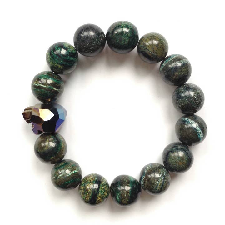 Swarovski-Kristall Panther mit Zebra-Jasper-Stretch-Armband für den Großhandel von Solid Design Studios