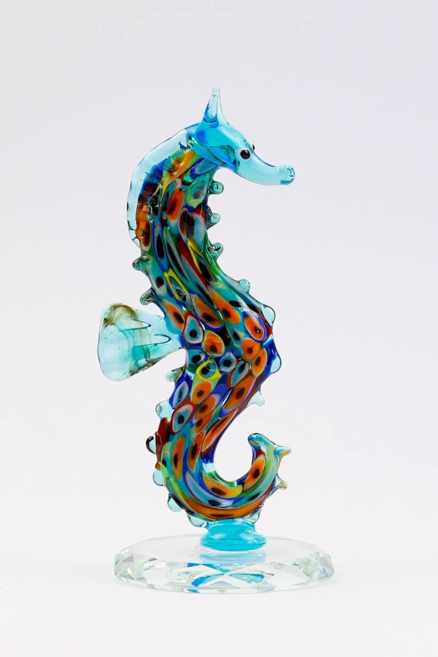 Adamodart - Venta al por mayor Escultura - Escultura de caballito de mar de cristal, decoración turca de ojos malvados, nazar0