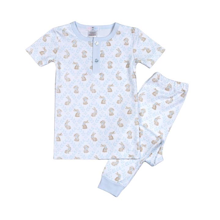 ETR-099 BLUE EASTER BUNNIES PIMA TWO PIECES LOUGEWEAR for wholesale by Baby Loren