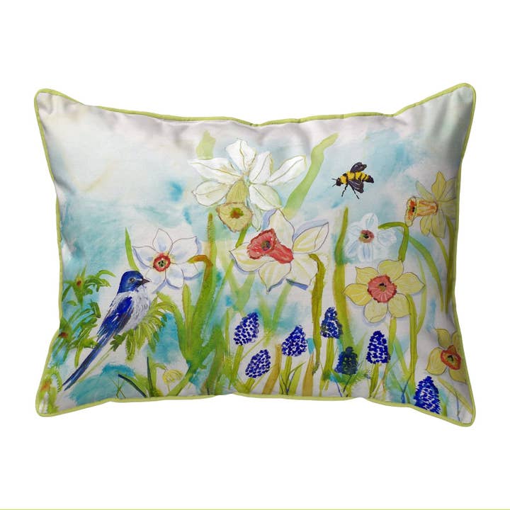 Betsy Drake Interiors - Vendita all'ingrosso Cuscini decorativi - Cuscino con cordoncino Bird & Daffodils