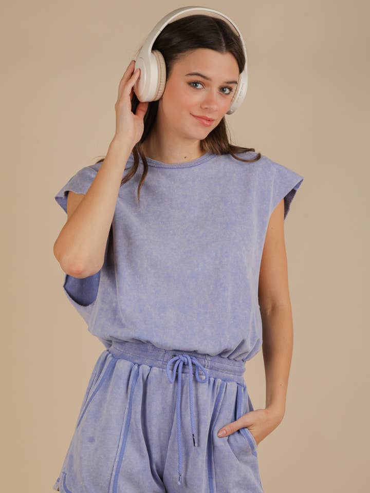 VERY J - Wholesale Romper - Women's - NP70783-Washed Knit Romper w/ Cutout Back