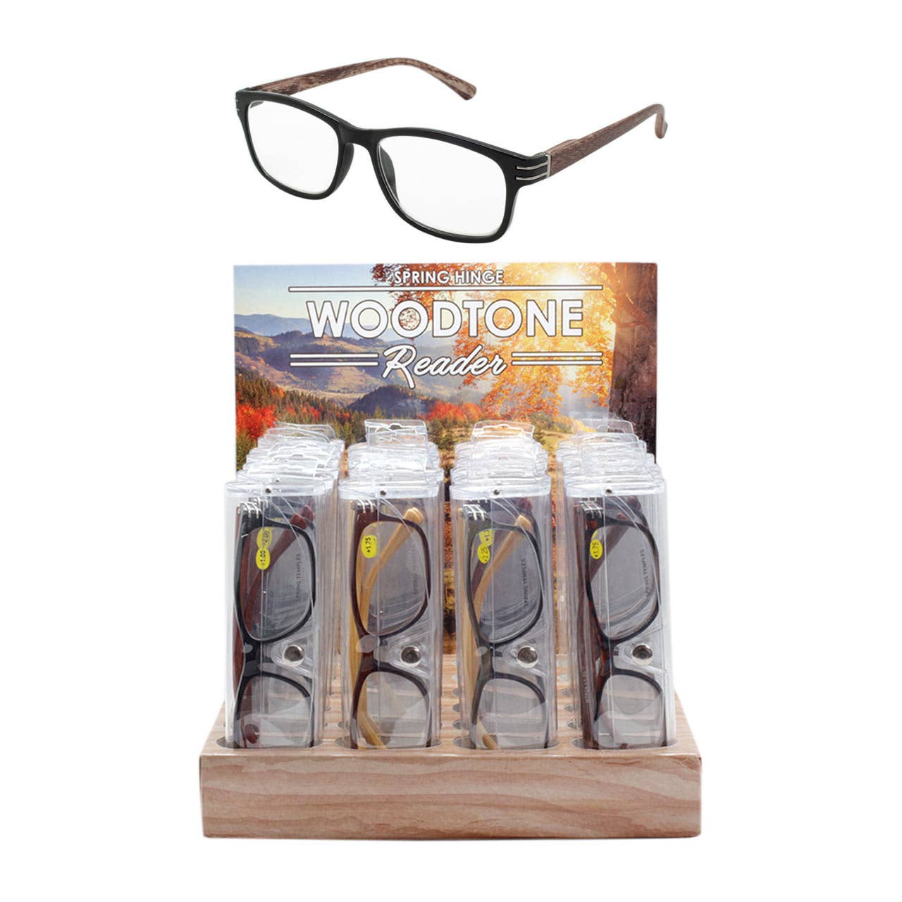 Shark Eyes, Inc - Wholesale Eyeglasses - Unisex - Reading Glasses Mens Womens Unisex 24 PC Counter Wood Tone