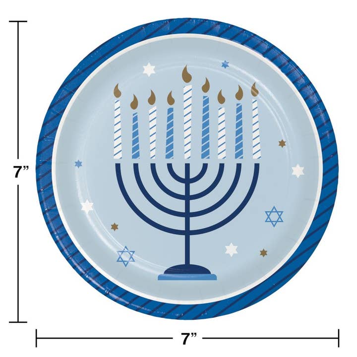 Bulk Party Decor - Wholesale Disposable Plate - Bulk Hanukkah Celebration Paper Dessert Plates (96 per Case)2