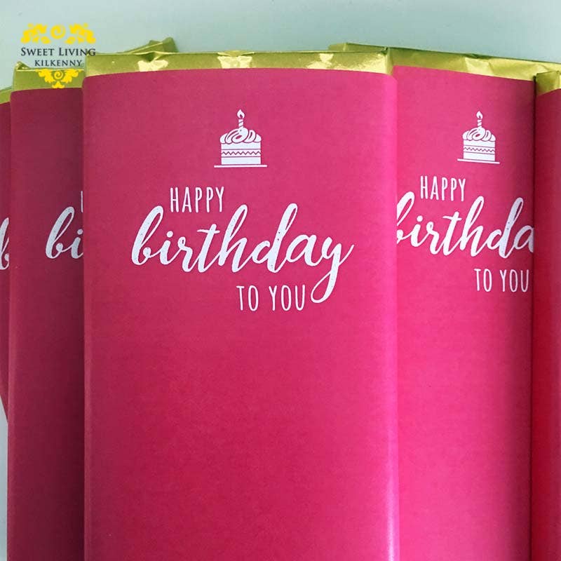 Sweet Living Kilkenny - Wholesale Chocolate Bar - Happy Birthday to you (cerise pink)1