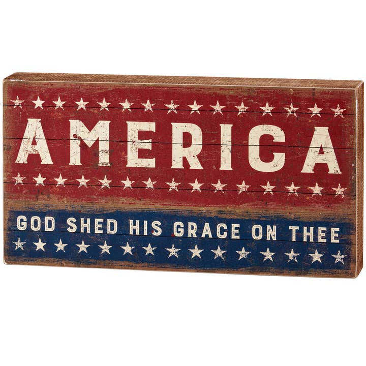 Primitives by Kathy - Wholesale Desk/Tabletop Sign - God Shed His Grace Box Sign
