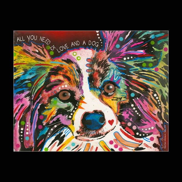 Papillon - All You Need Is Love and a Dog Ready-to-frame 16" X 20" Matted Prints Featuring the Artwork of Dean Russo for wholesale by SJT Enterprises, Inc.