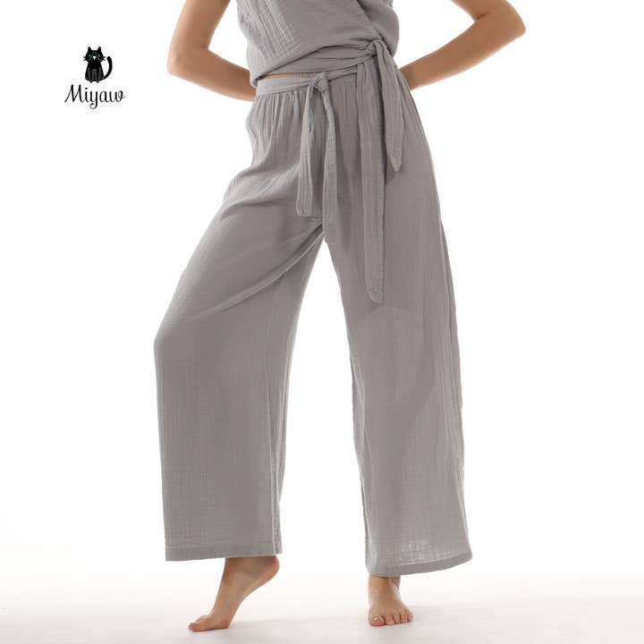 Bohemian Wide-Leg Cotton Pants for Women for wholesale by Pure & Chic, LLC - Miyawfashion