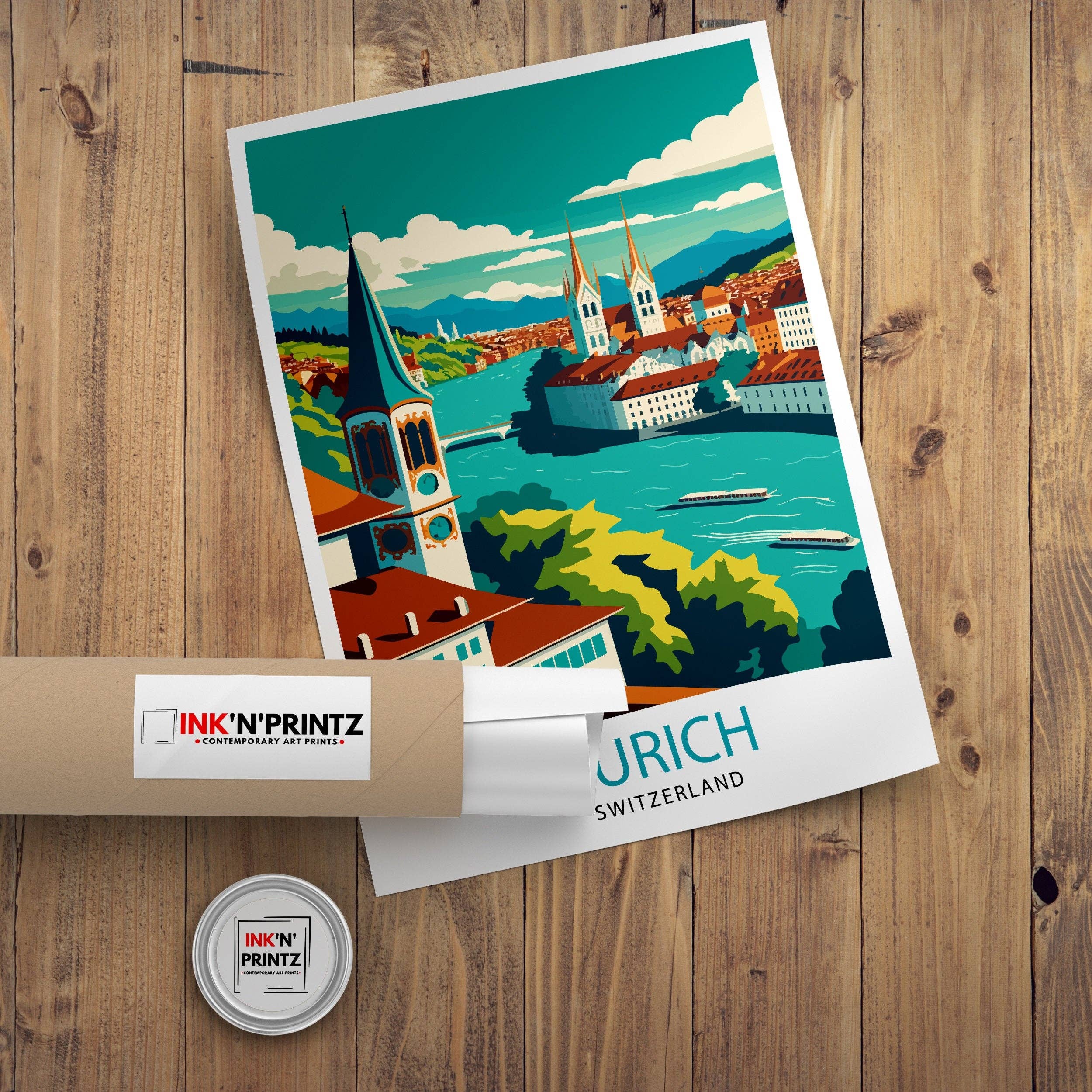 InkNPrintz – wholesale Poster – Zurich Switzerland Travel Poster Zurich8