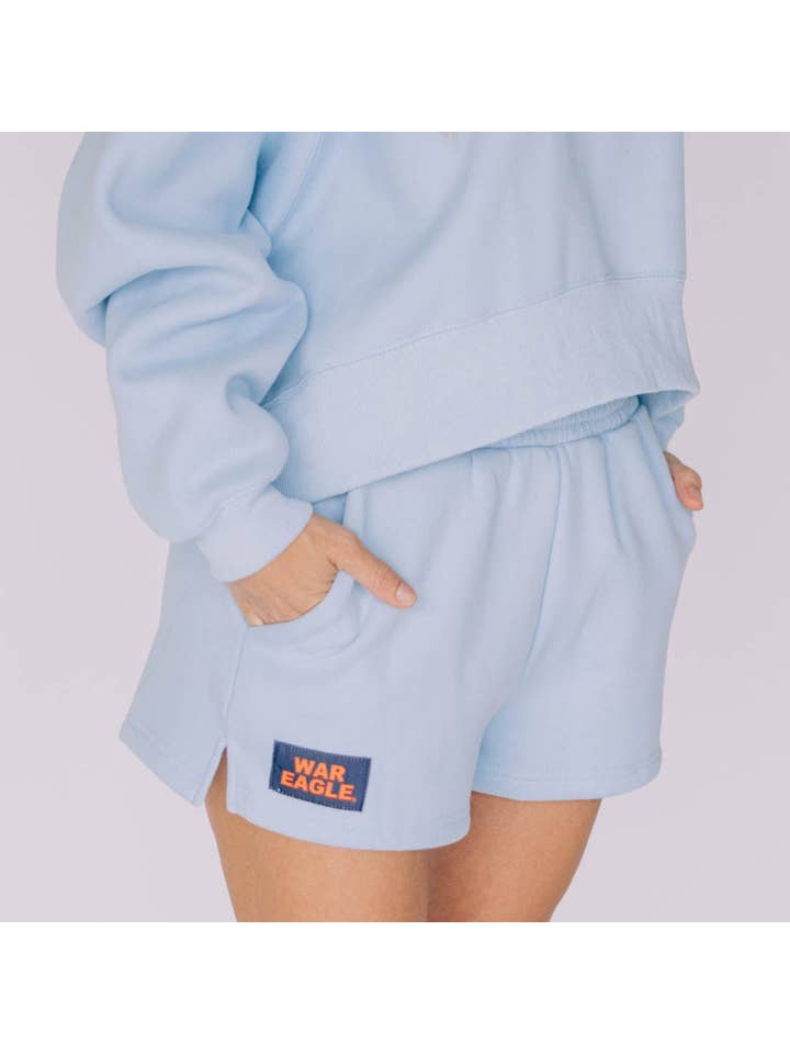 The Becca Shorts Light Blue | War Eagle Woven Label for wholesale on Faire