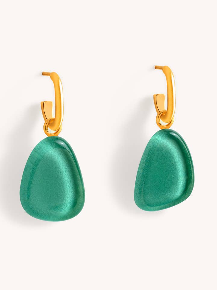 Brinco Gota Acqua Verde — Banhado a Ouro 18K por atacado de Garda