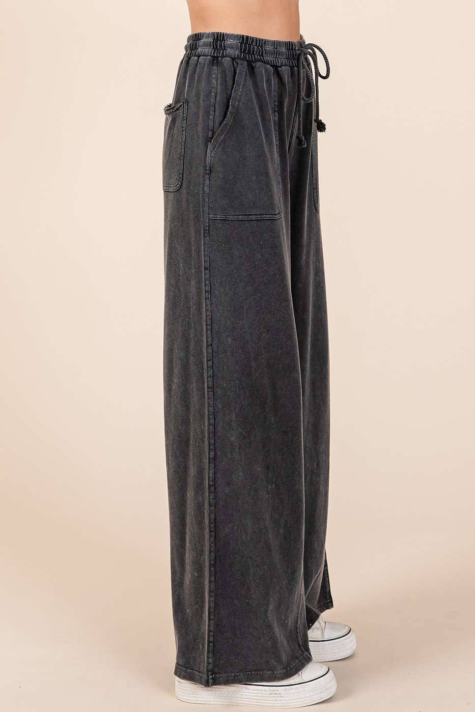 mittoshop - Wholesale Pants - Women's - MINERAL WASH FRENCH TERRY WIDE LEG PANTS13
