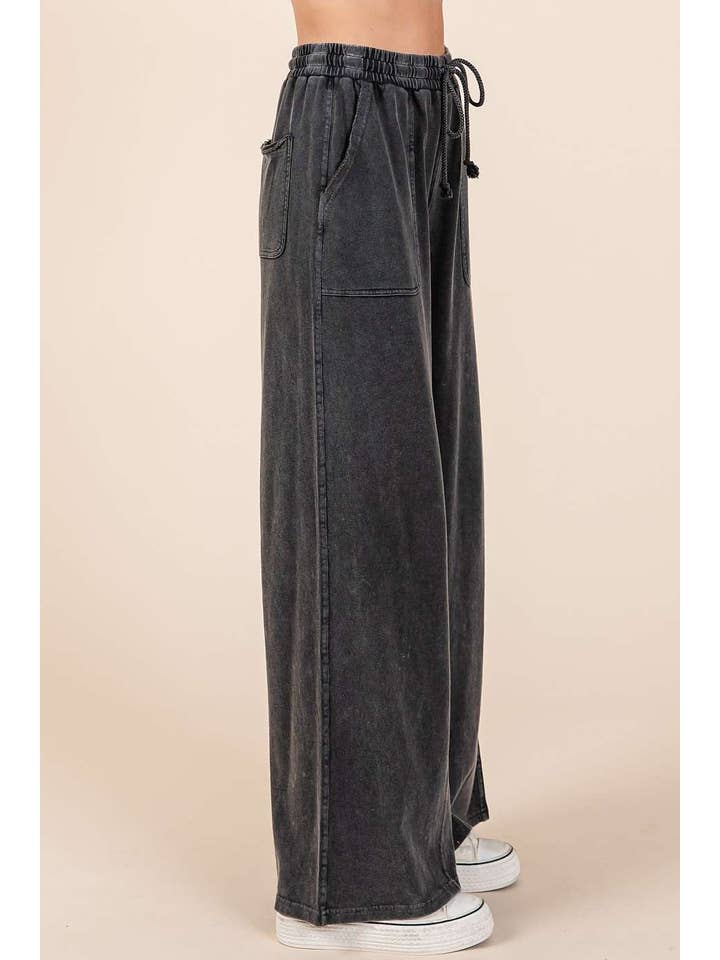mittoshop - Wholesale Pants - Women's - MINERAL WASH FRENCH TERRY WIDE LEG PANTS13