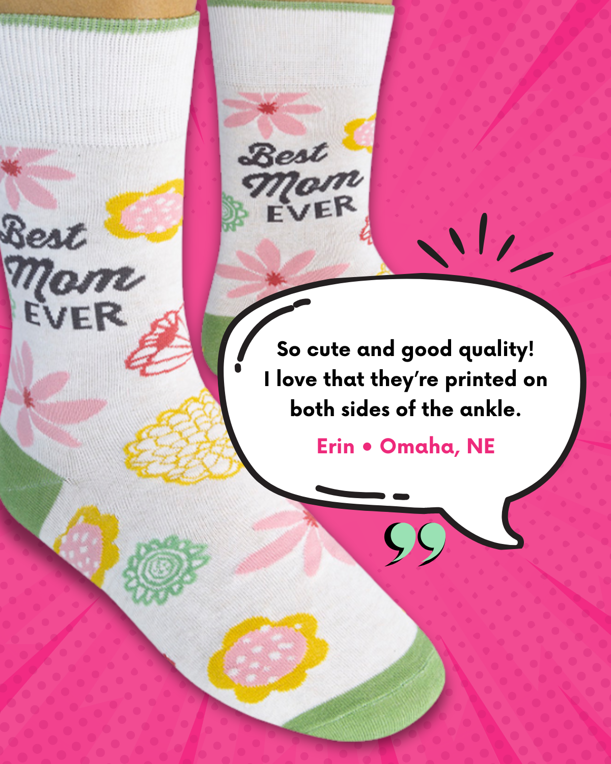Funatic - About Face Designs - Nice Enough Merch Co - Wholesale Socks - Women's - Best Mom Ever Socks | Gift For Mom | Funatic1