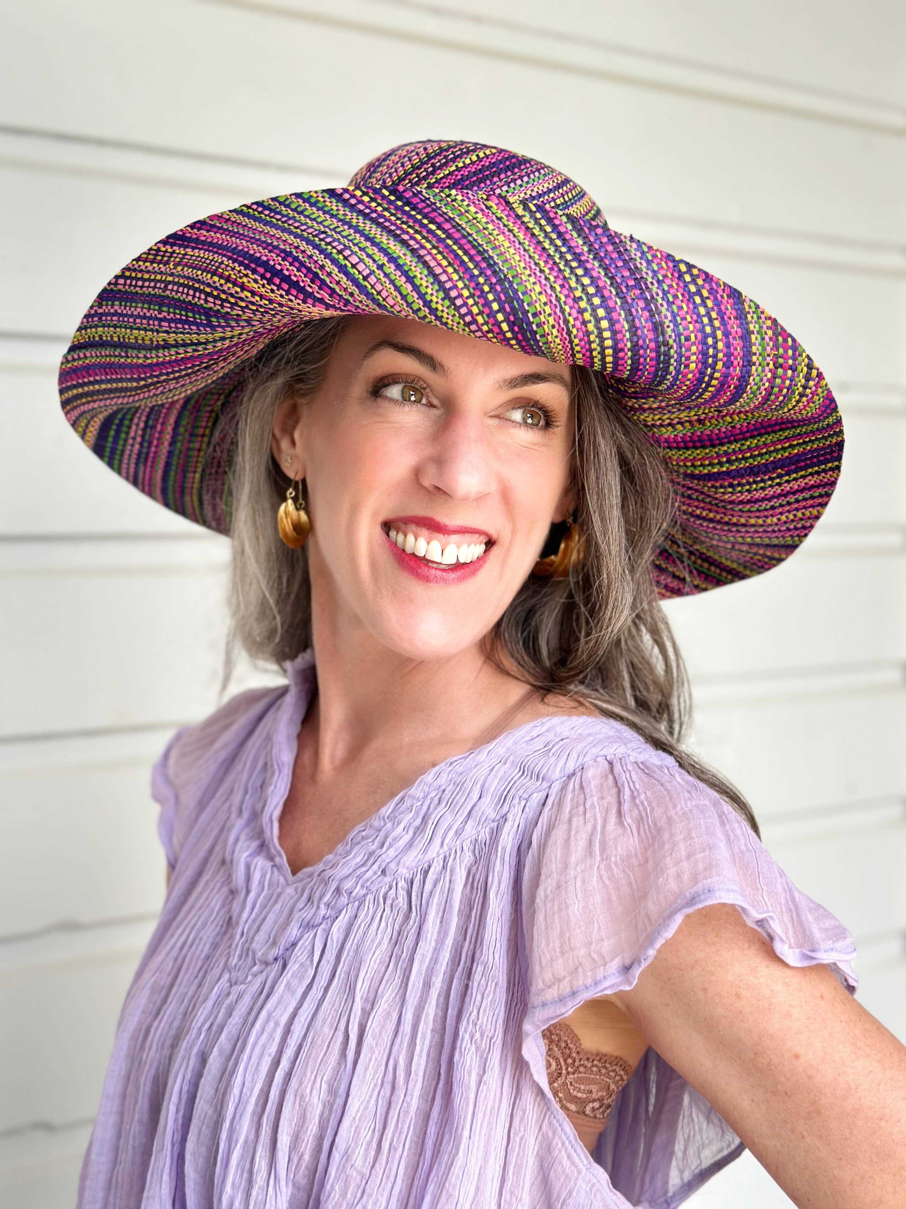 Shebobo - Wholesale Straw Hat - Women's - Monica 5" & 7" Wide Brim Melange Packable Straw Sun Hats6