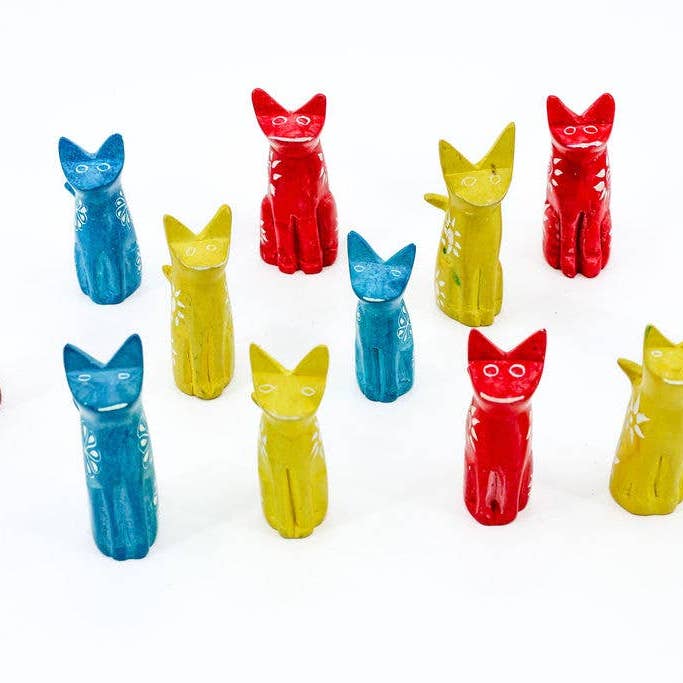 Gitzell FairTrade – Estatueta decorativa por atacado – Conjunto de 6 Figuras de Animais em Pedra-sabão de Gato2