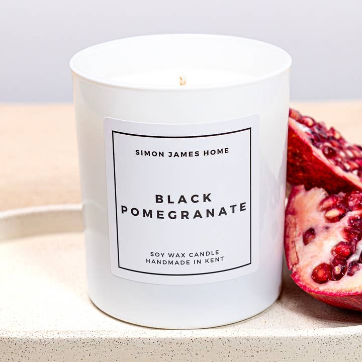 Black Pomegranate Handmade Soy Wax Candle for wholesale by Simon James Home