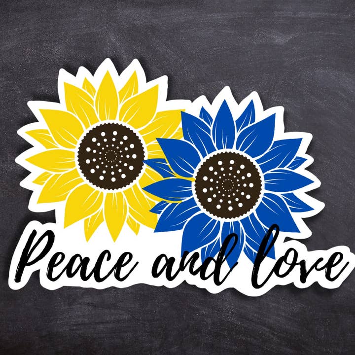 Ukraine Support Vinyl Sticker, Peace And Love Sticker, Sunfl for wholesale by True North Bazaar