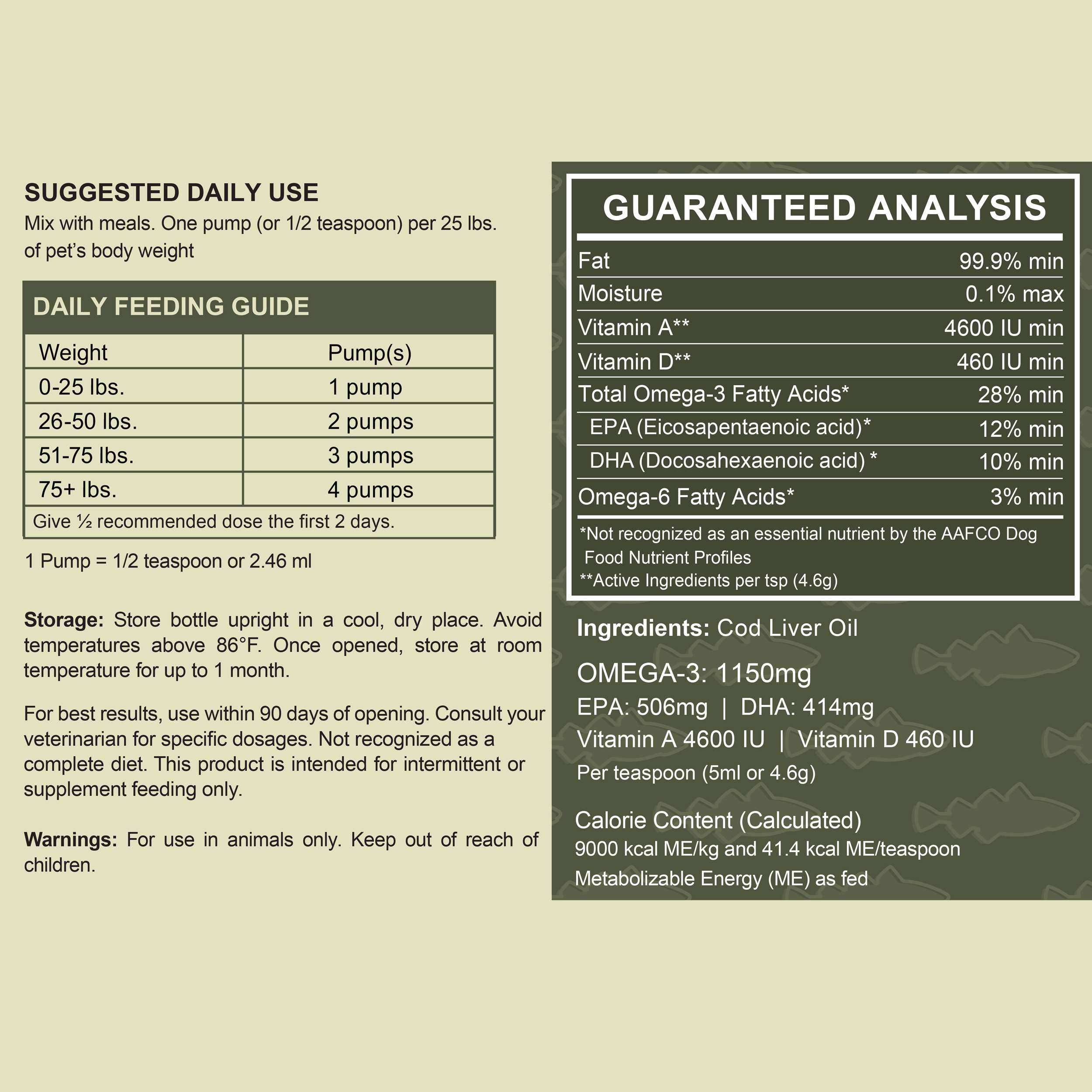 Chew + Heal – Engroshandel Kæledyrskosttilskud – Hund – Vildtfanget torskeleverolie til hunde, enkelt ingrediens - 16 oz (473 ml)7