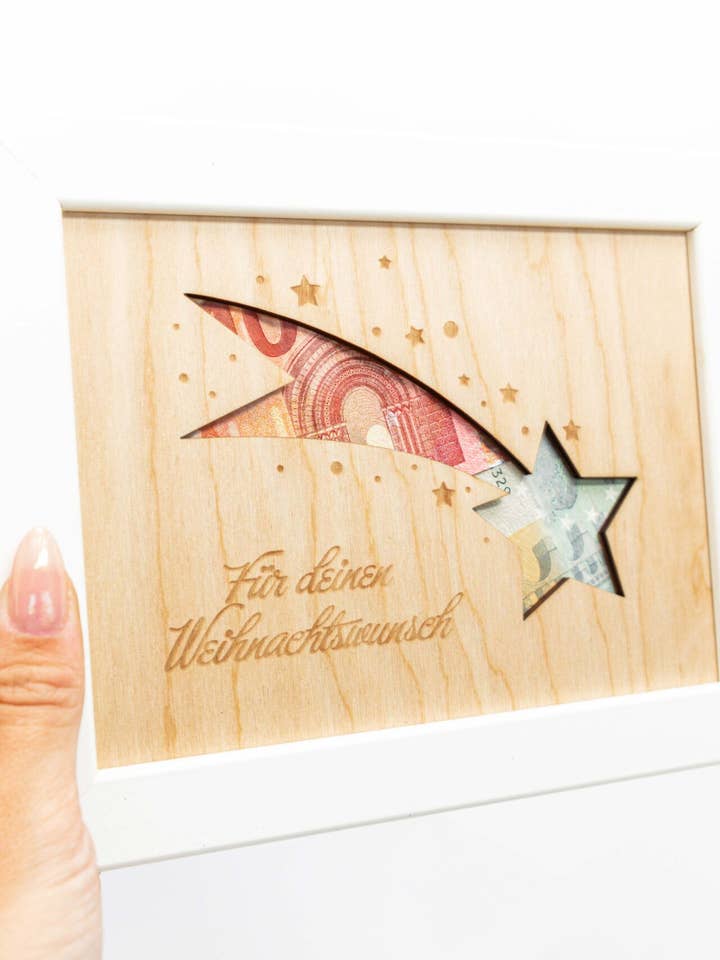 Cash gift for Christmas with shooting star for wholesale by HANDMADE von Mia FÜR DICH
