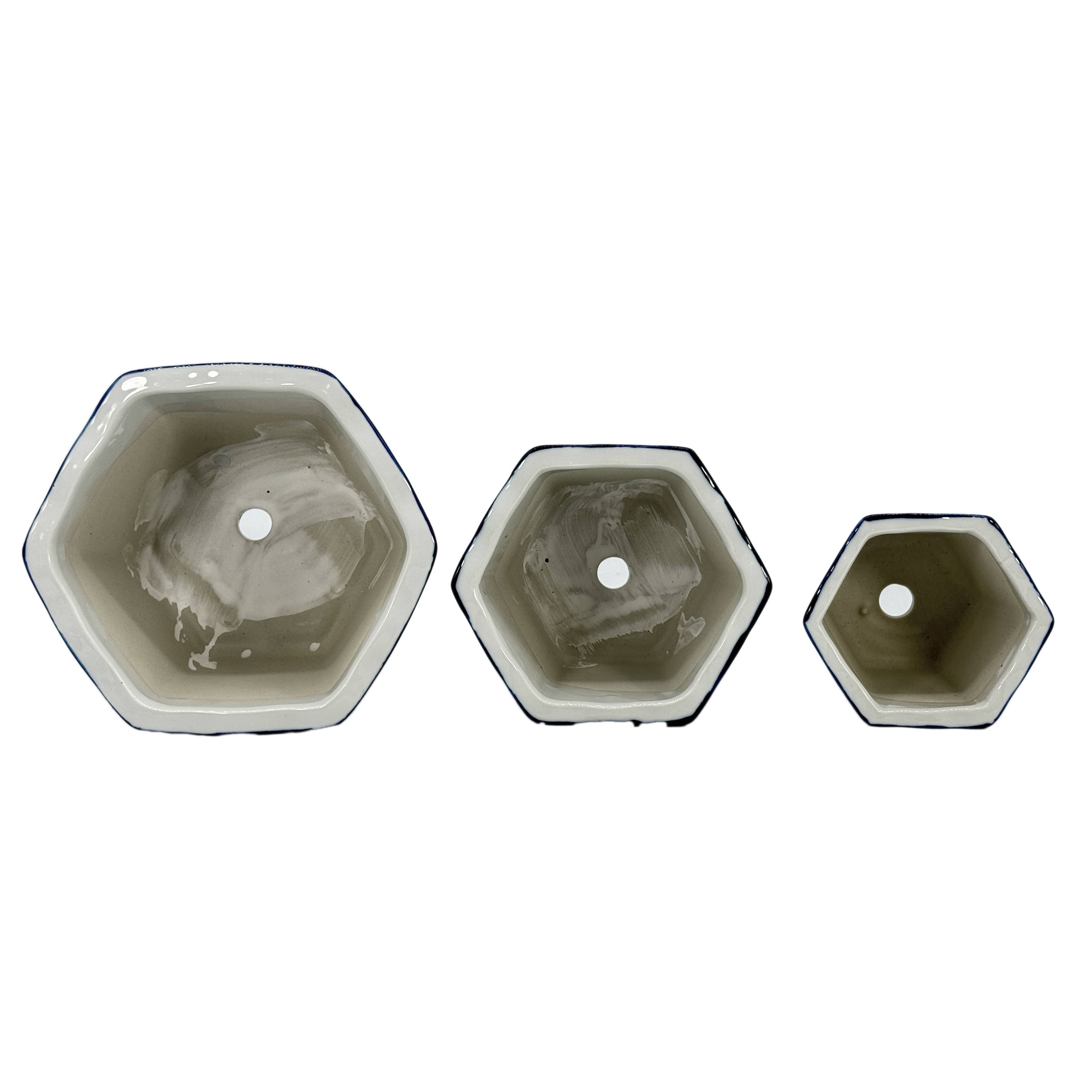 Galt International Company – Vaso de plantas por atacado – Conjunto de 3 - 
Conjunto de vasos de cerâmica Chinoiserie de 4,5"/6"/8"18