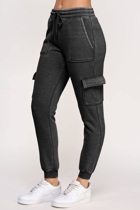 Vanilla Monkey - Wholesale Athletic Sweatpants/Joggers - Women's - Fleece Burnout High Rise Cargo Jogger1