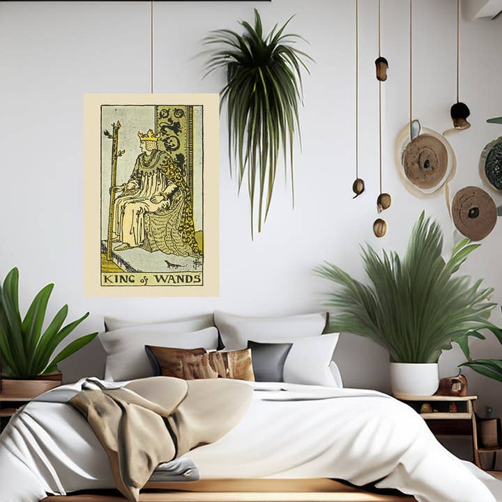 King Of Wands Canvas Print - Tarot Card Art for Home or Office - Apothecary Decor for wholesale by Print Pothecary
