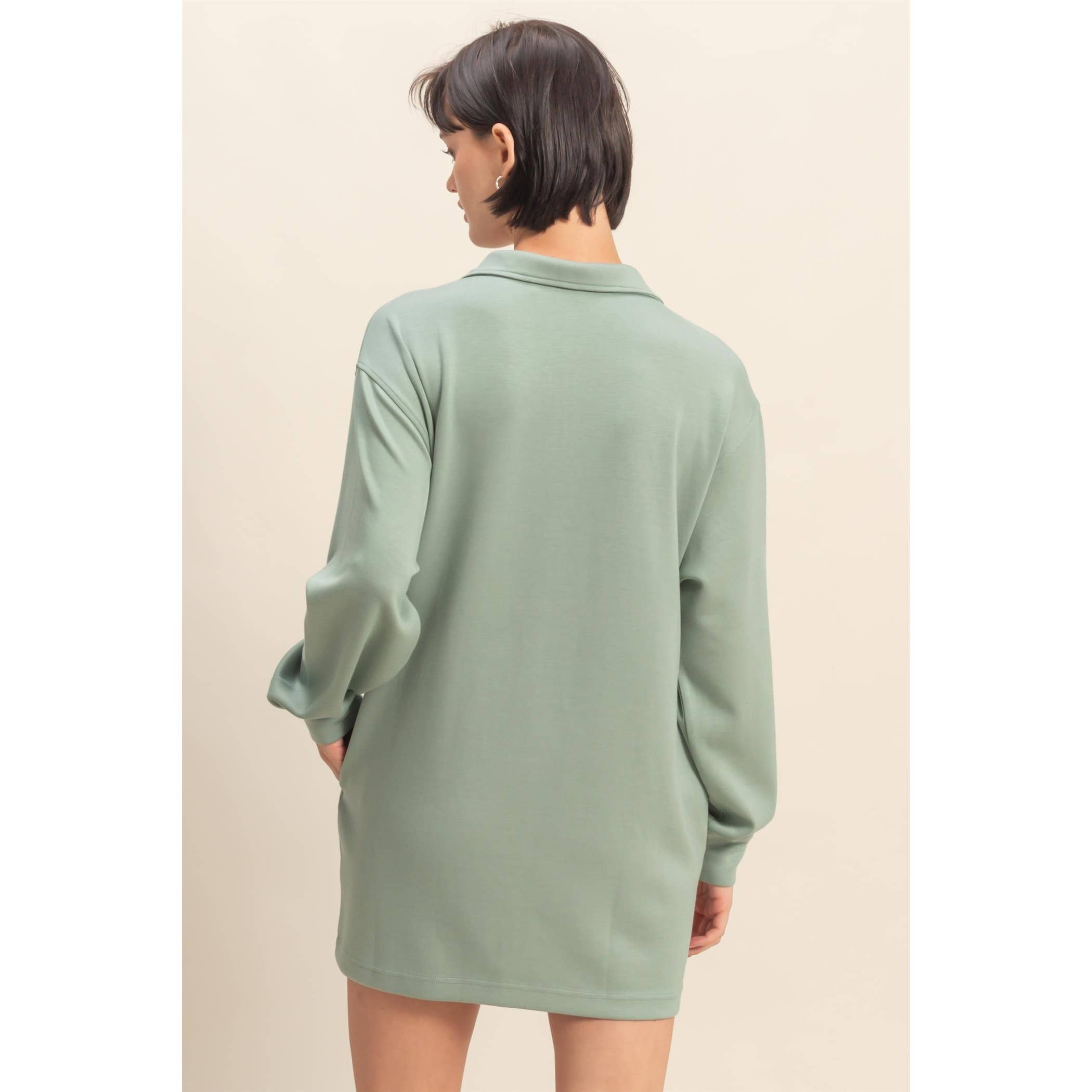 HYFVE - Wholesale Dress - Women's - Double Knit Half Zip Up Long Sleeve Mini Dress13