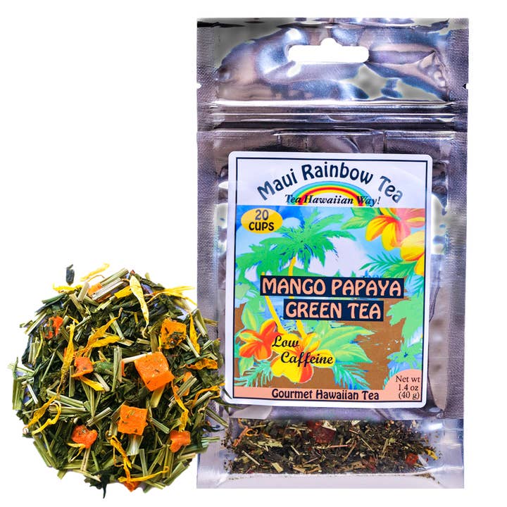 Maui Rainbow Tea - Vente Thé en vrac - Thé vert à la mangue et à la papaye - Thé hawaïen artisanal