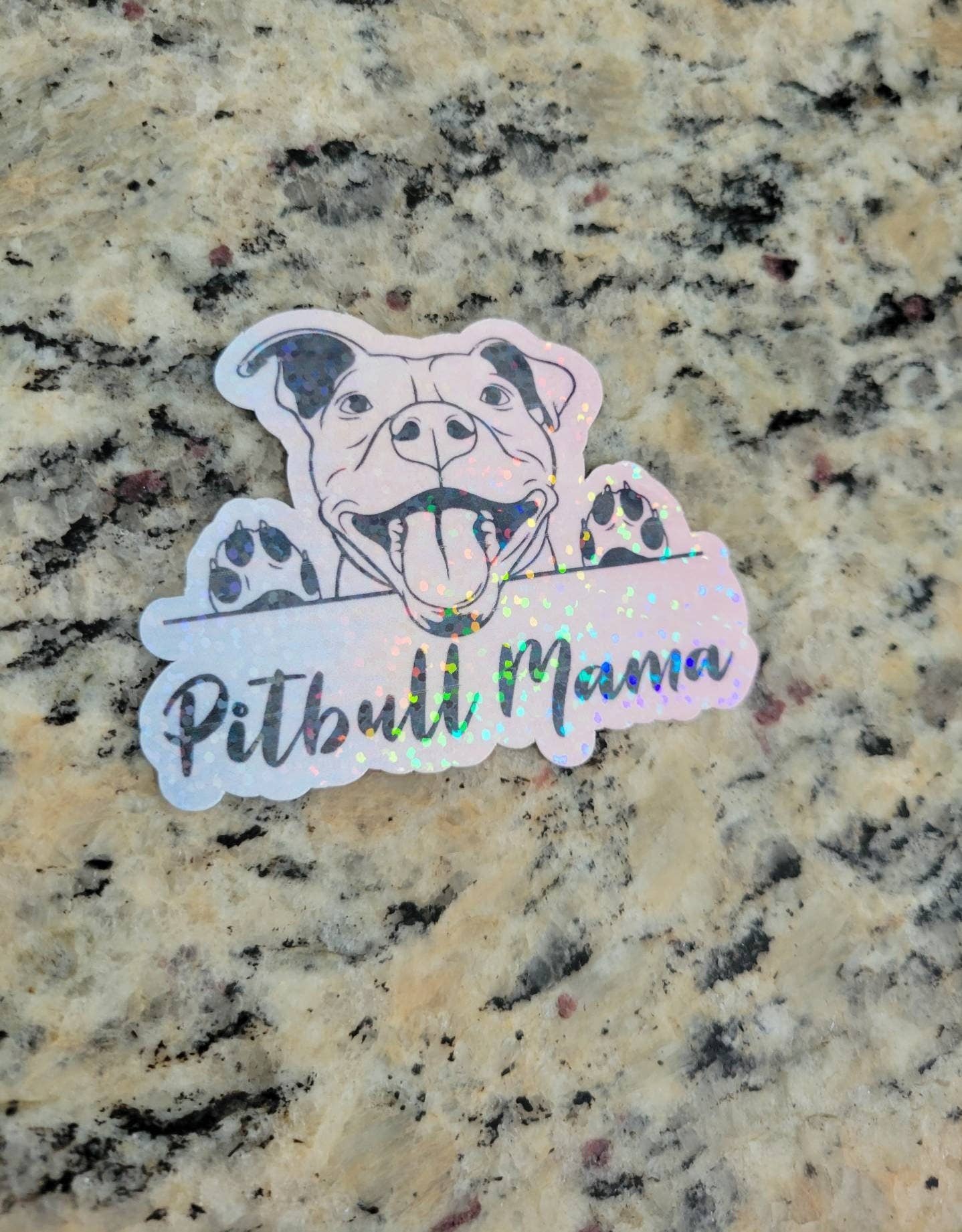 Dashmonograms – Großhandel Aufkleber – Wasserdichter Pitbull Mama-Aufkleber, wasserdichter Aufkleber, funkelnd