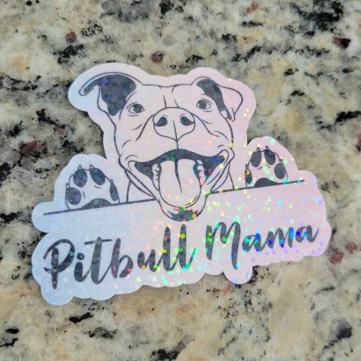 Dashmonograms – Großhandel Aufkleber – Wasserdichter Pitbull Mama-Aufkleber, wasserdichter Aufkleber, funkelnd0