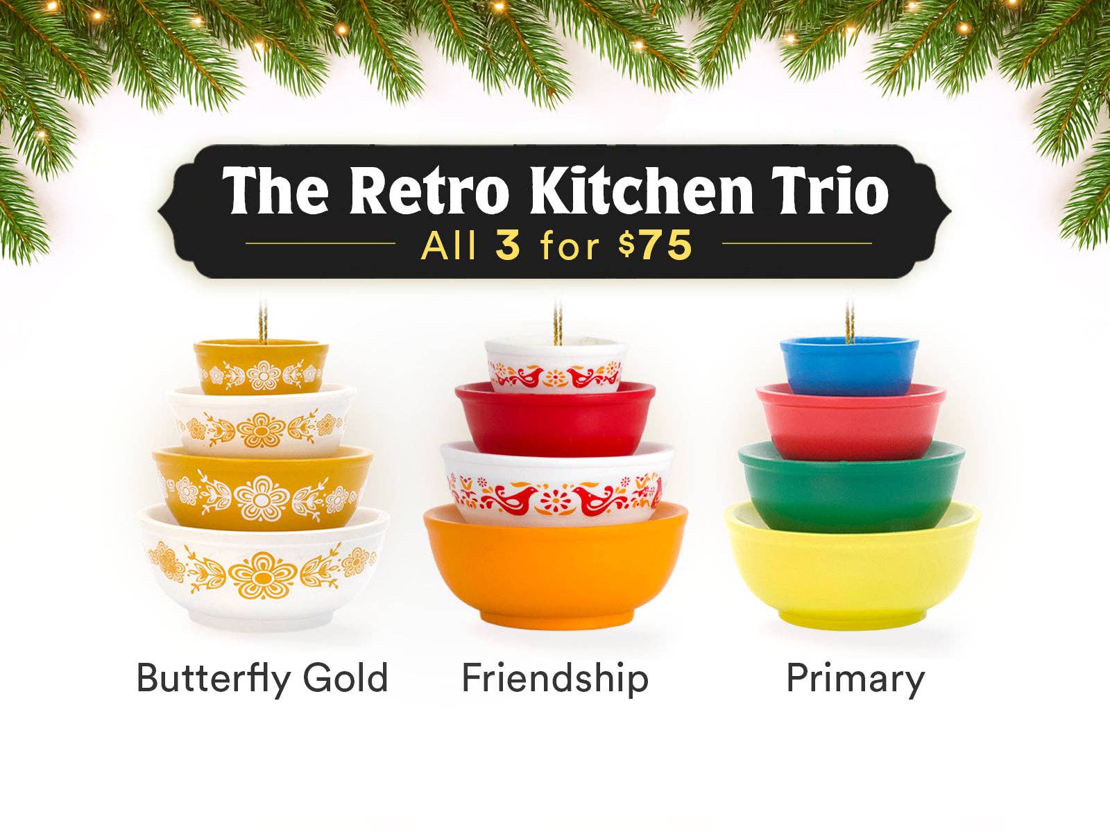 Twinkltoast - Vente Objets de décoration - Ornement de Bol Inspiré de Mini Pyrex | Décor de Noël Rétro12
