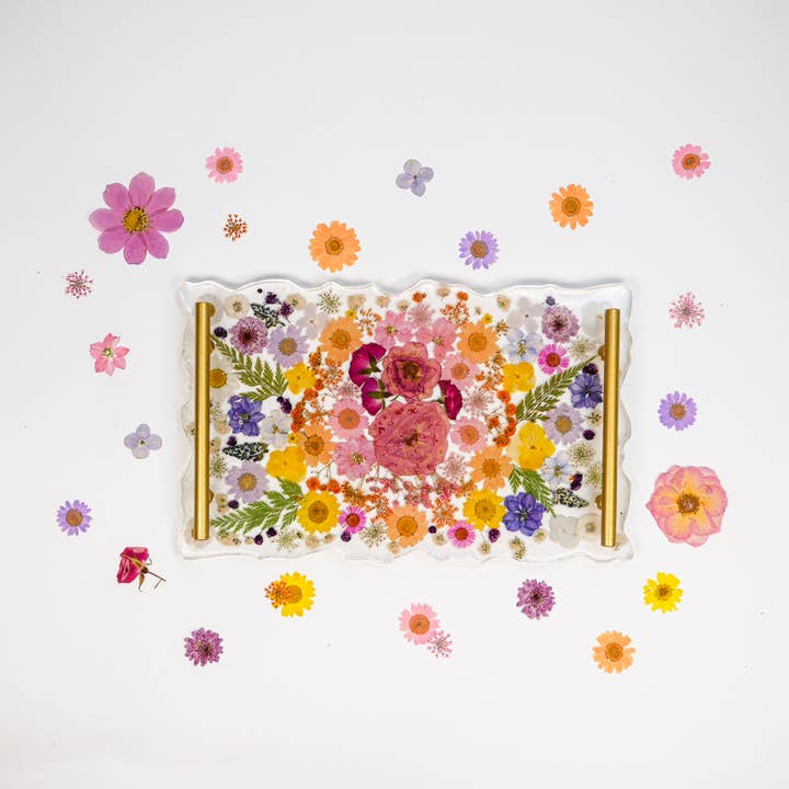 Adults & Crafts - Wholesale DIY Craft Kit - Floral Resin Serving Tray Craft Kit