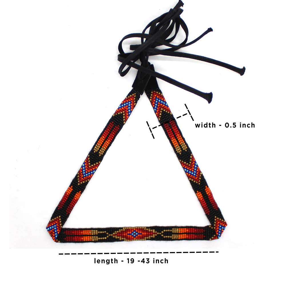 BEADS CORNER - Vendita all'ingrosso Cappello da cowboy - Uomo - Fascia per cappello in stile cowboy lavorata a telaio con perline nere, arancioni e rosse fatta a mano1