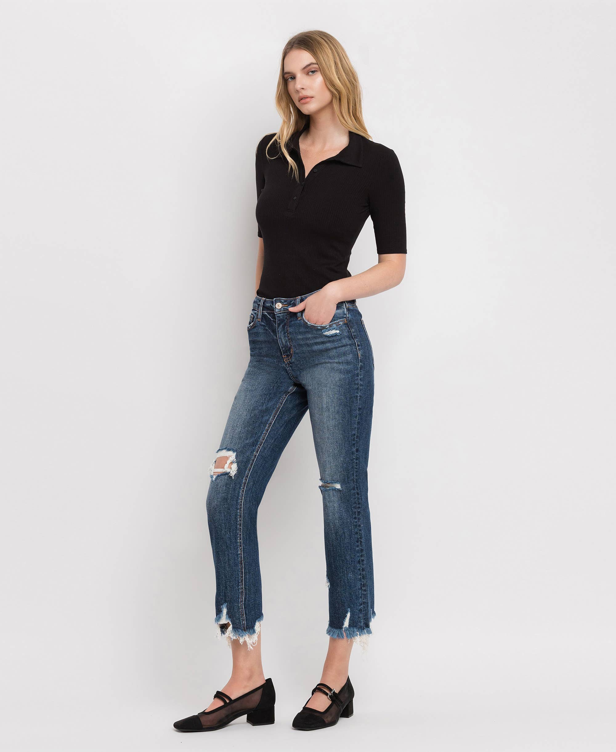 Suffice HIGH RISE CROP STRAIGHT JEANS LV1008 for wholesale on Faire9