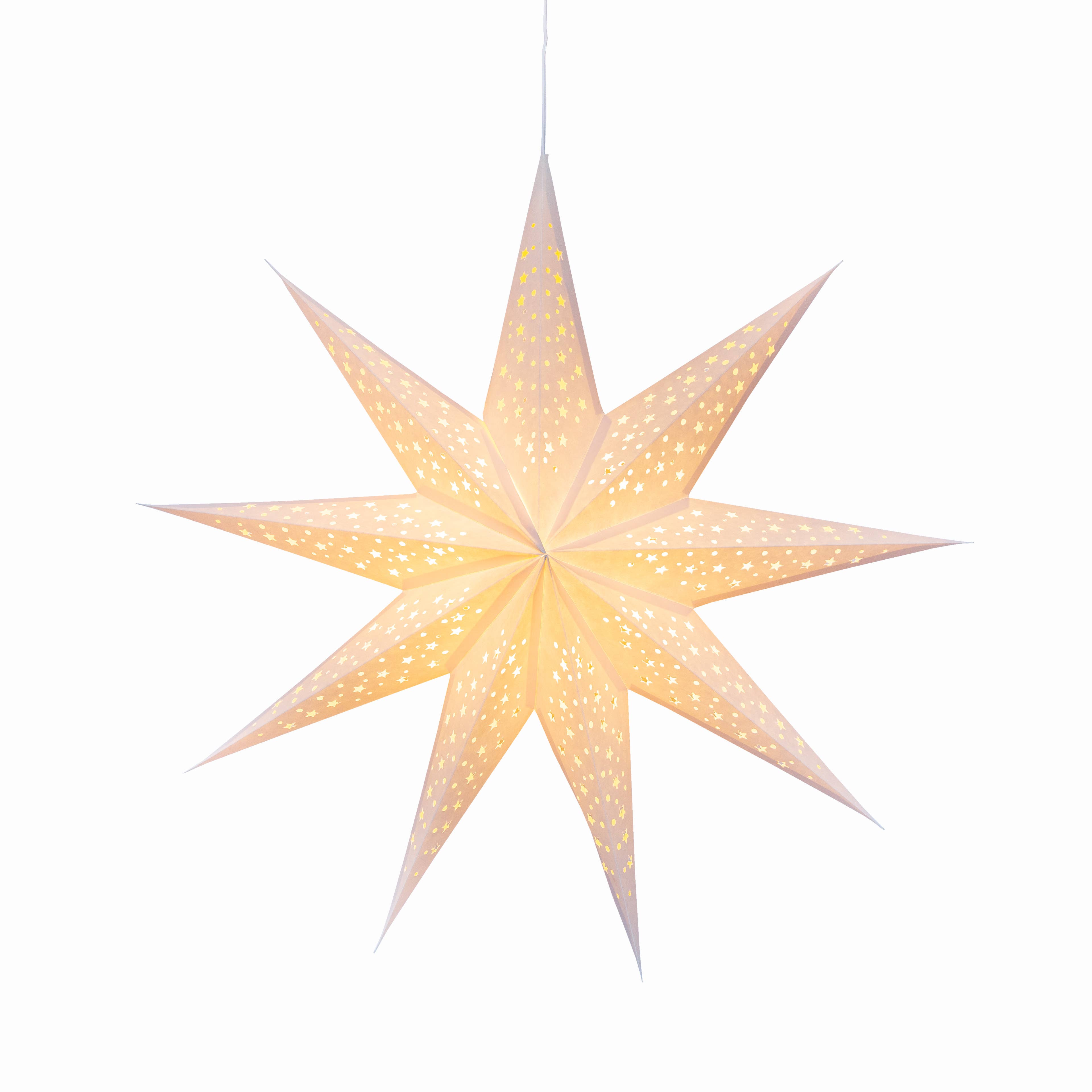 Artschatz LLC - Wholesale Paper Lantern/Lamp - Twinkle Star ~ 9 P, 25",  Cream Paper Star Lantern Light6