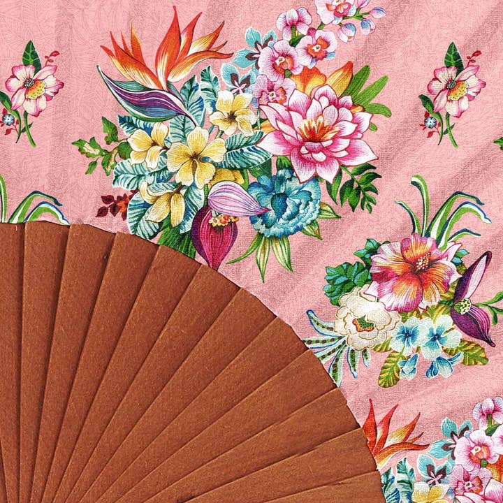 Vent de Bohème - Wholesale Handheld Folding Fan - TAÏNA wooden and cotton canvas fan