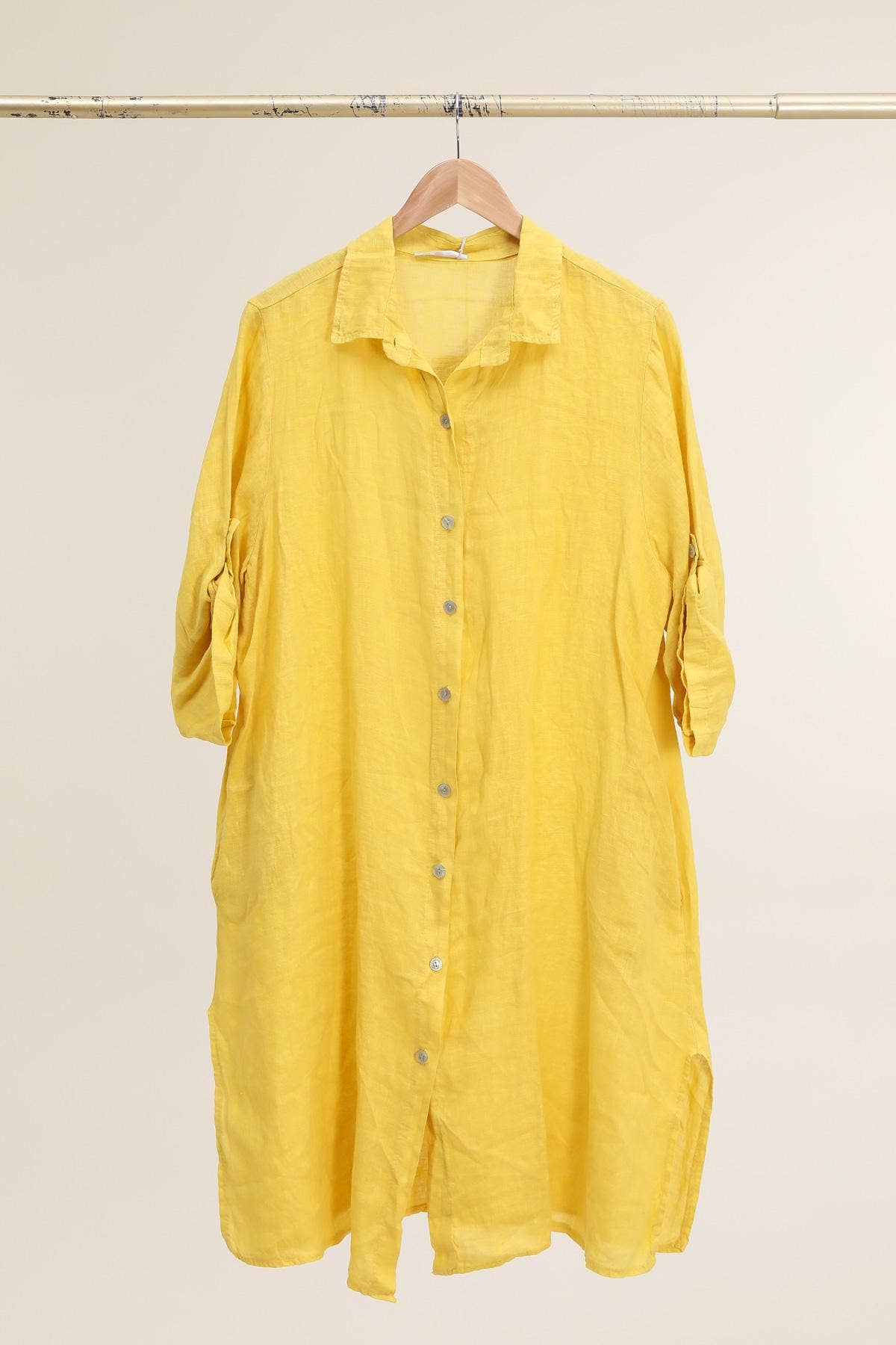 la maison des fibres naturelles - Venta al por mayor Vestido - Mujer - Vestido camisa de lino 100 % con botones, largo medio18