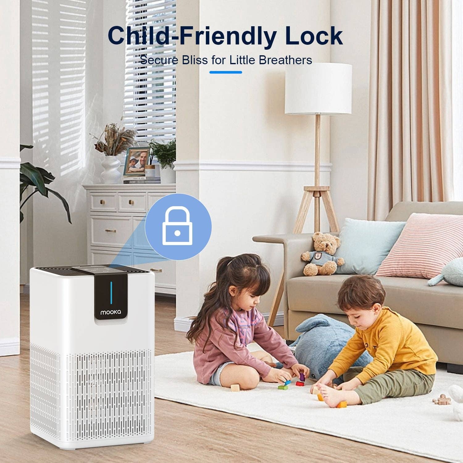 White MOOKA Air Purifiers for Home Large Room Up to 1250 Ft², H13 HEPA Air Purifier for Pets Dust Odor Smoke, Aromatherapy Function, Air Cleaner with 15dB Quiet Sleep Mode for Bedroom Office Living Room for wholesale on Faire5