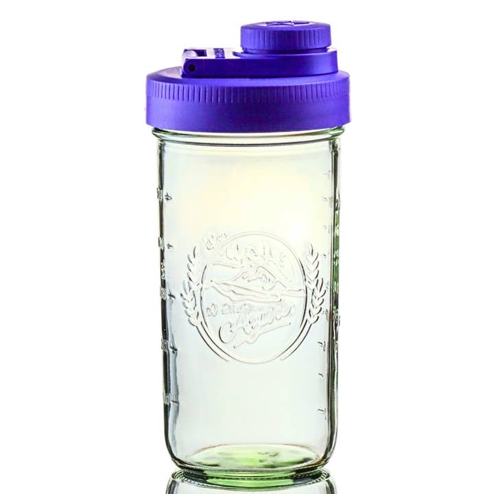 Pint & Half Jar with Violet Purple Pouring Lid – Functional & Stylish Storage With Wide Mouth Azure Standard Mason Jar 24 Ounce 1-Pack for wholesale by Brewing America