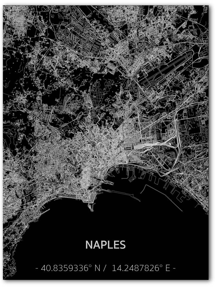 Citymap Neapel | Aluminium Wanddekoration für den Großhandel von Brandthout.
