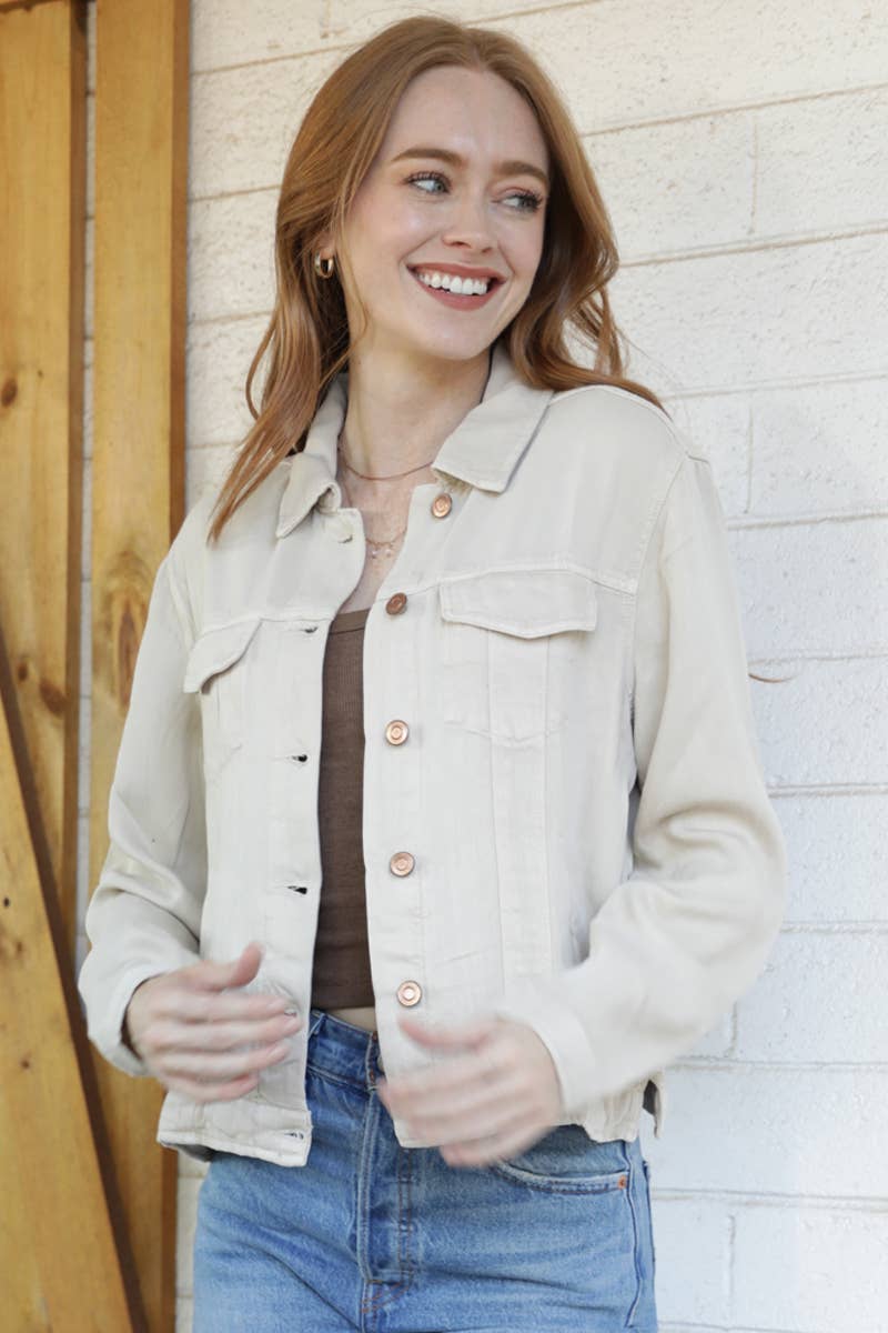 ANGIE - Wholesale Denim Jacket - Women's - SJ919-ASIS WASHED DENIM TENCEL BUTTON FRONT JACKET3