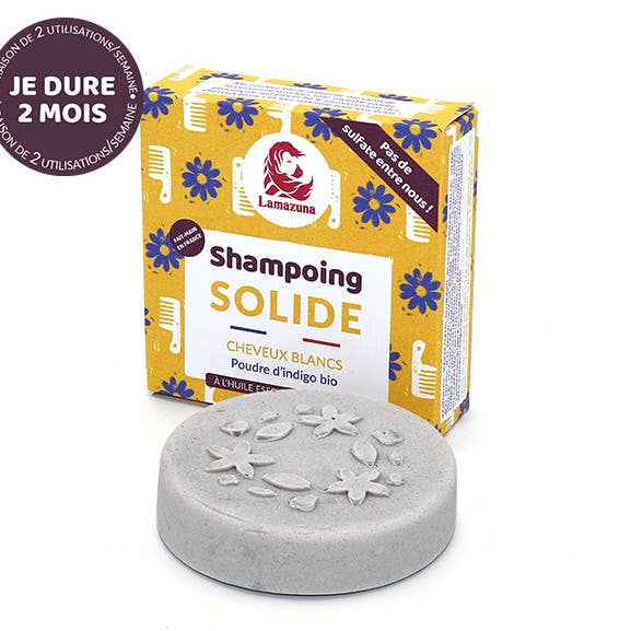 LAMAZUNA - Wholesale Shampoo Puck/Solid Shampoo - Solid shampoo - White hair with organic indigo powder0