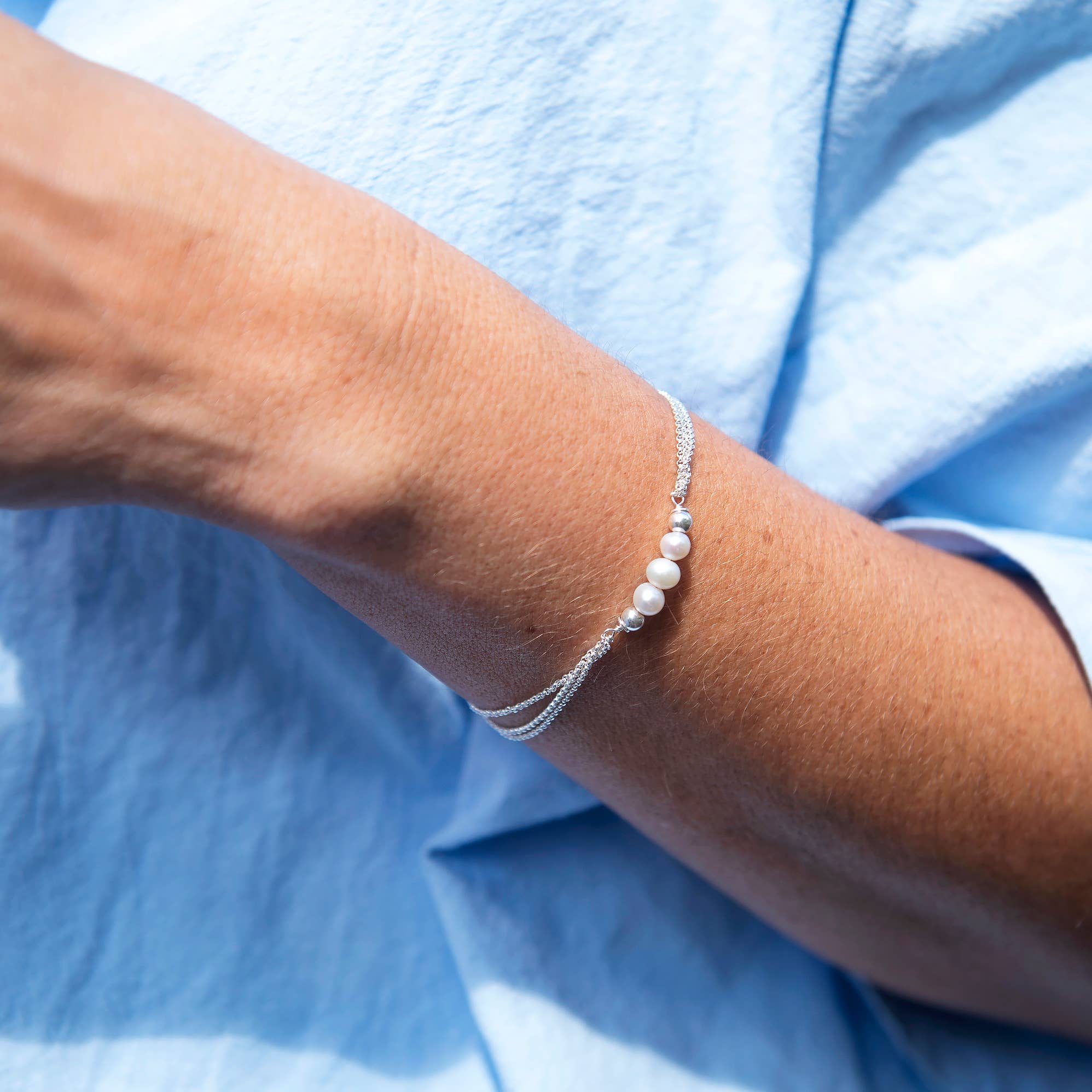 Silpada - Vente Bracelet de perles - Bracelet en perles d'eau douce argentées Silpada Pearl City, 7 « + 1"7