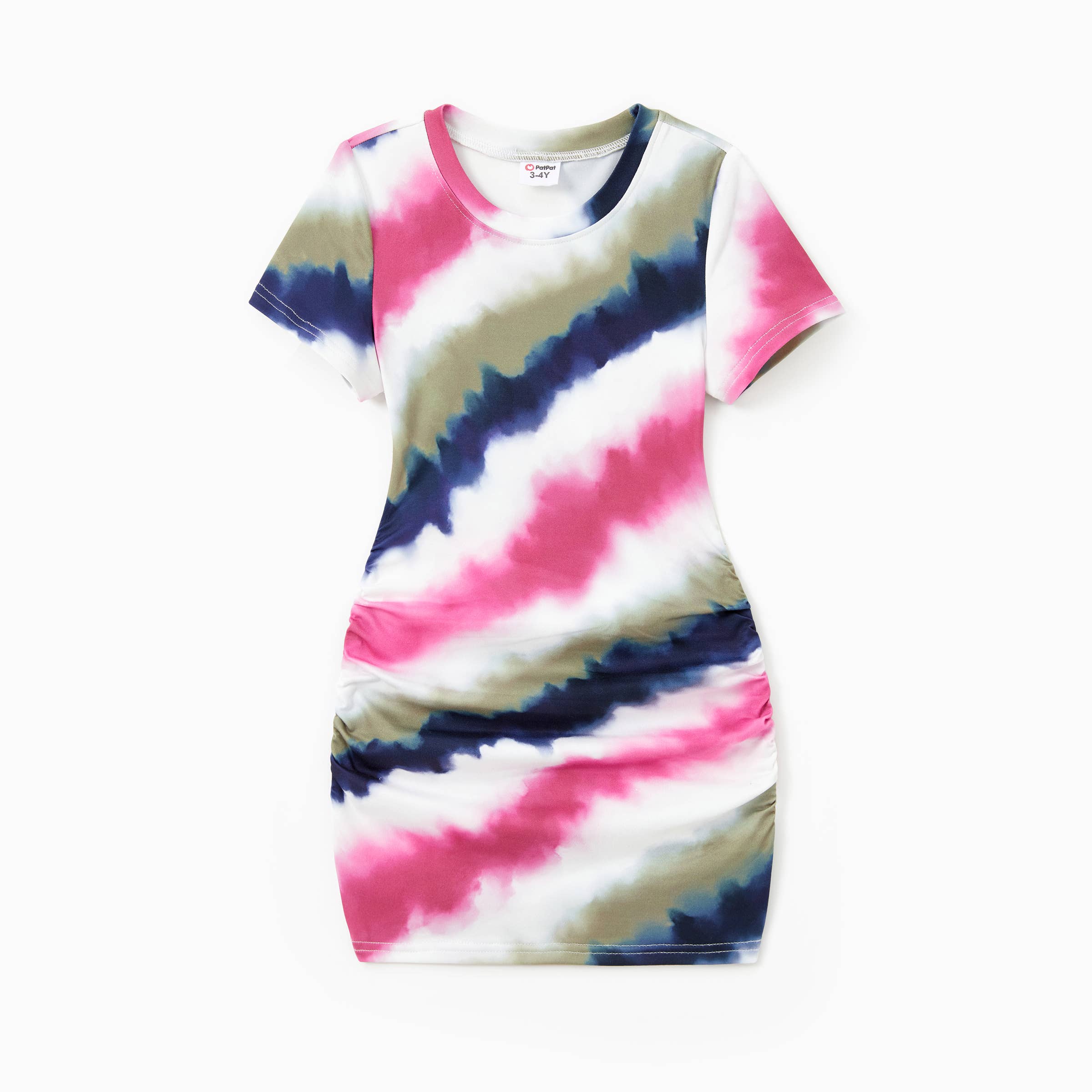 Multi color Family Matching Tie-Dye Diagonal Striped Tee or Dress for wholesale on Faire2