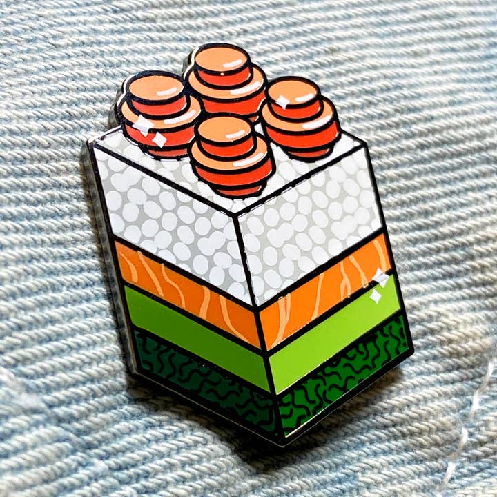 Sushi - Stapelbare Snacks Bausteinförmiger Lebensmittel-Pin für den Großhandel von snacks please