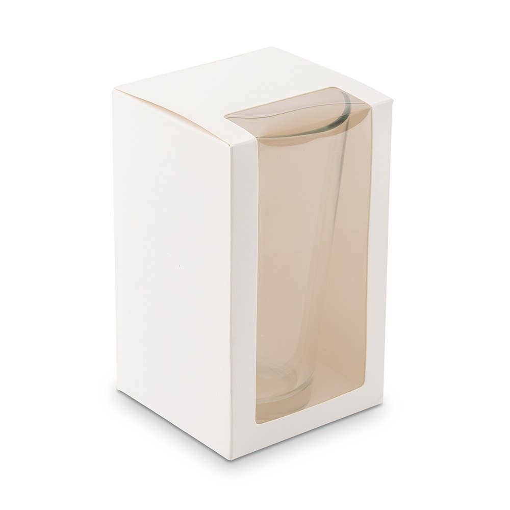 Weddingstar Inc. - Vendita all'ingrosso Confezioni regalo - Scatola regalo per bicchiere da pinta con finestra trasparente - bianca1