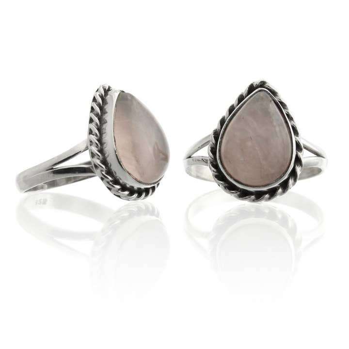 Liana Ring in Sterling Silver with Rose Quartz Drop for wholesale by UniArt
