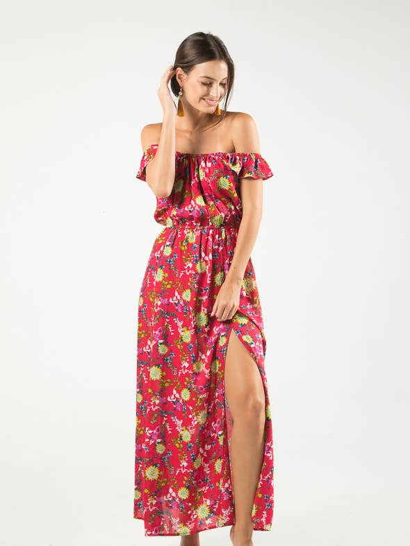 Carnation Off Shoulder Maxi Dress (Copy) for wholesale by Alma