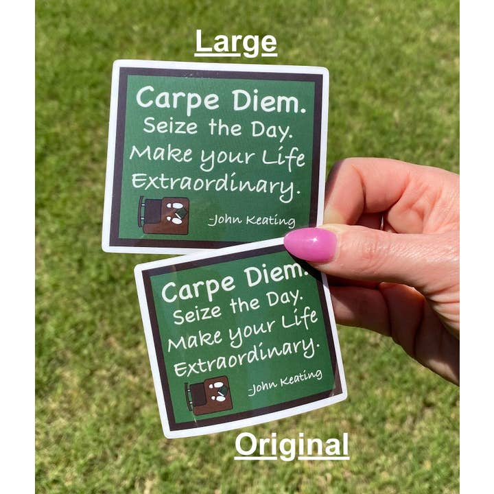 Autocollant Vinyle Carpe Diem Cercle des Poètes Disparus pour la vente par Lucky Ladybug labs